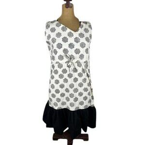 Malta Trades Dress Cotton Black and Cream Ruffles Women's Size L